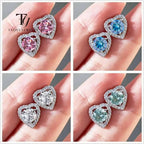 Moissanite 2ctw D Color Heart Stud Earrings 1ct Each 925 Sterling Silver BandsCo Straps