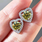 Moissanite 2ctw D Color Heart Stud Earrings 1ct Each 925 Sterling Silver BandsCo Straps