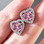 Moissanite 2ctw D Color Heart Stud Earrings 1ct Each 925 Sterling Silver BandsCo Straps