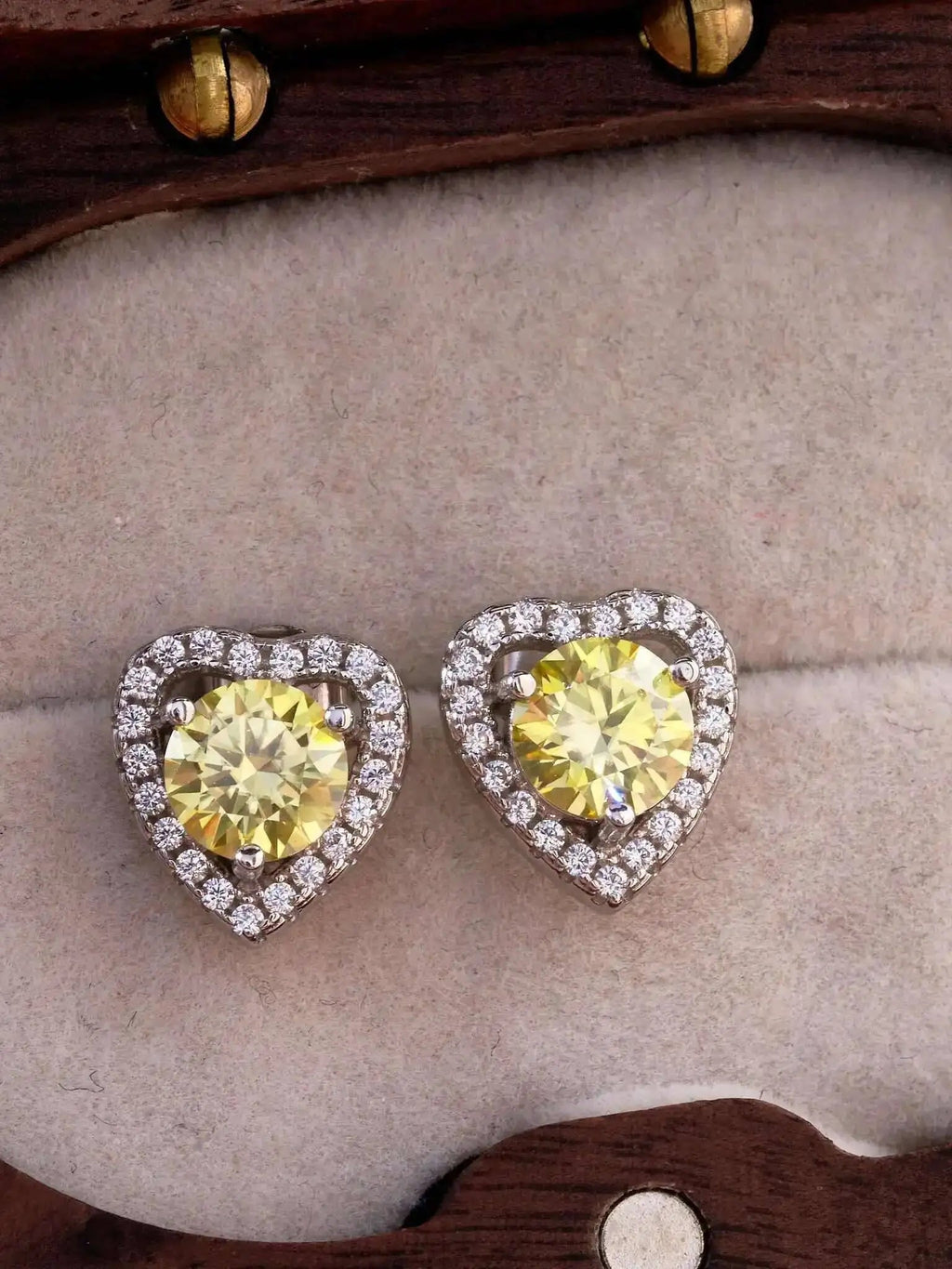 Moissanite 2ctw D Color Heart Stud Earrings 1ct Each 925 Sterling Silver BandsCo Straps