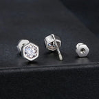 Moissanite Hexagonal Stud Earrings 925 Silver Screw-Back Bezel Gift BandsCo Straps