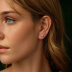 Moissanite Hexagonal Stud Earrings 925 Silver Screw-Back Bezel Gift BandsCo Straps