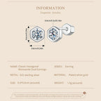 Moissanite Hexagonal Stud Earrings 925 Silver Screw-Back Bezel Gift BandsCo Straps