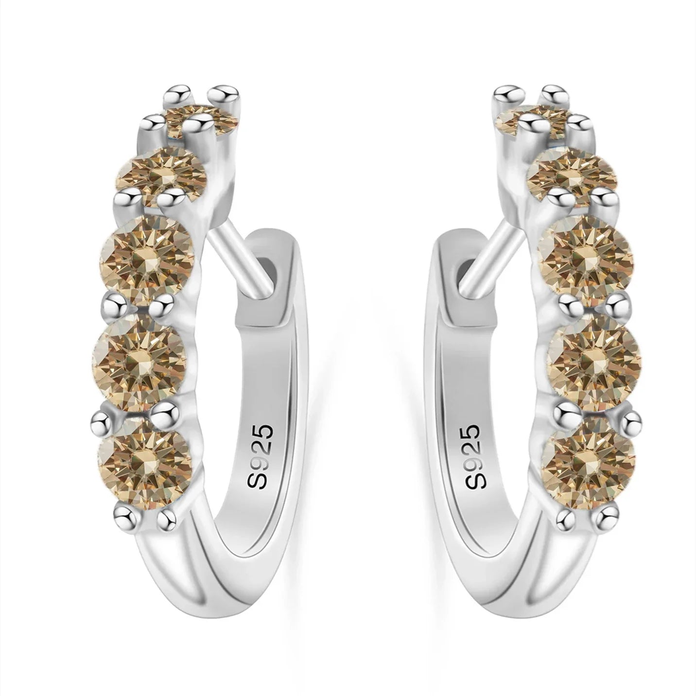 1ct D Color 3mm Moissanite Hoop Charm Earrings 925 Sterling Silver Women BandsCo Straps