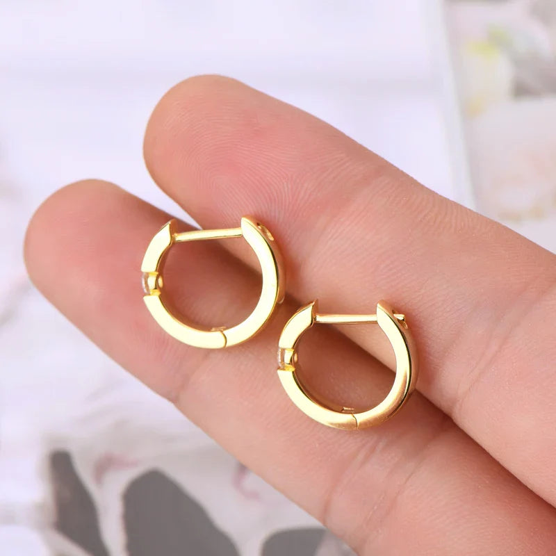 Moissanite Hoop Earrings 2mm VVS1 925 Sterling Silver Simple Unisex Gift BandsCo Straps
