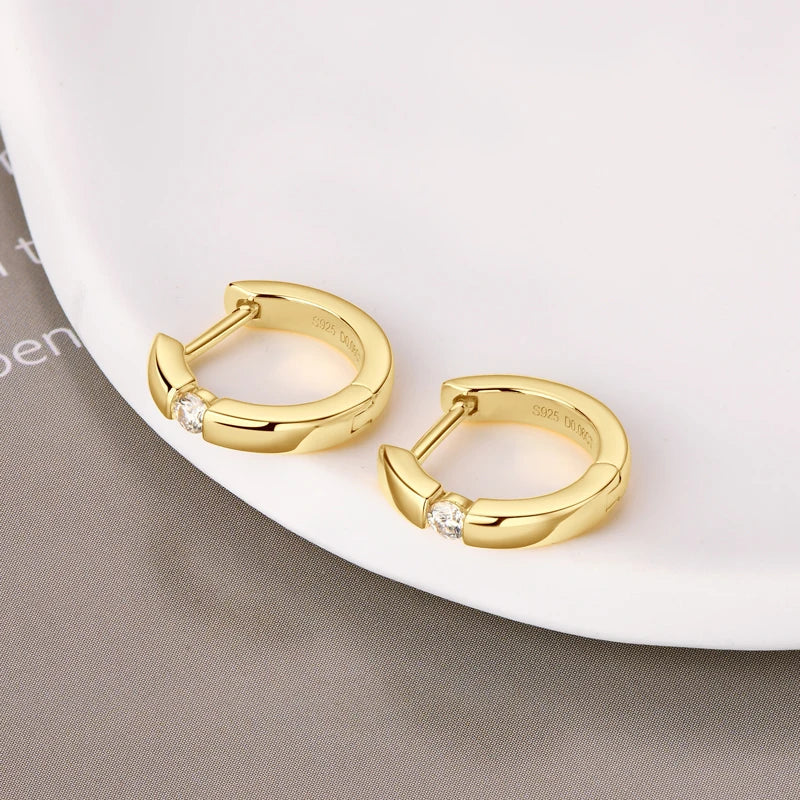 Moissanite Hoop Earrings 2mm VVS1 925 Sterling Silver Simple Unisex Gift BandsCo Straps