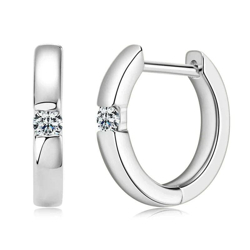 Moissanite Hoop Earrings 2mm VVS1 925 Sterling Silver Simple Unisex Gift BandsCo Straps