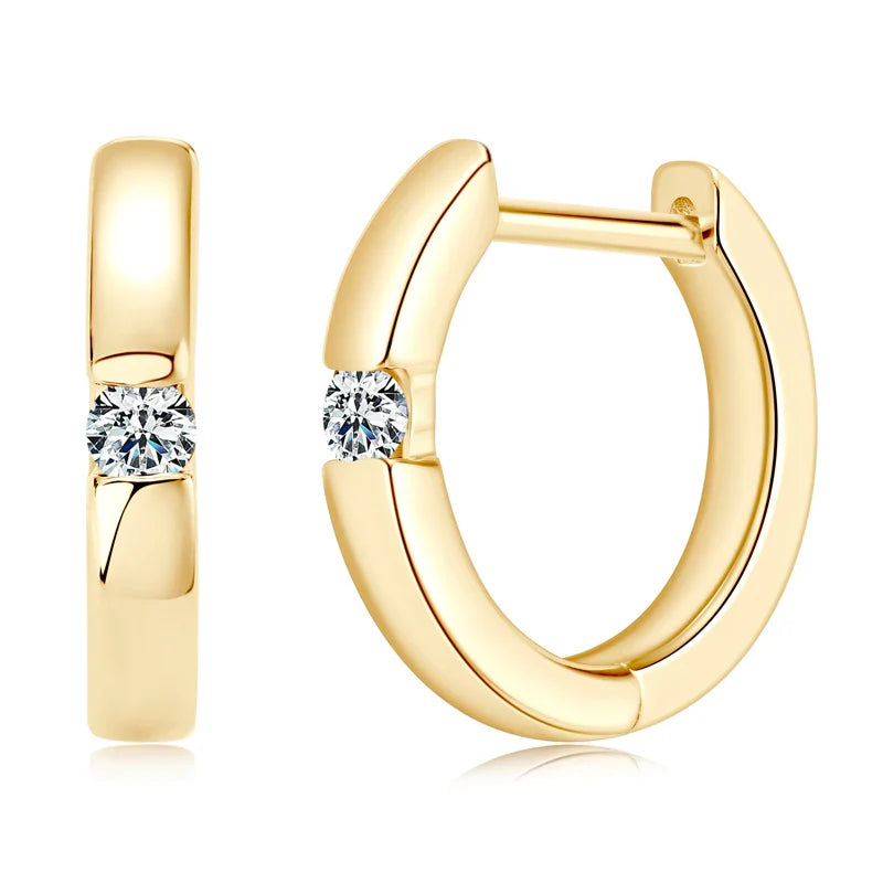 Moissanite Hoop Earrings 2mm VVS1 925 Sterling Silver Simple Unisex Gift BandsCo Straps