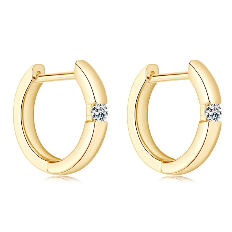 Moissanite Hoop Earrings 2mm VVS1 925 Sterling Silver Simple Unisex Gift BandsCo Straps