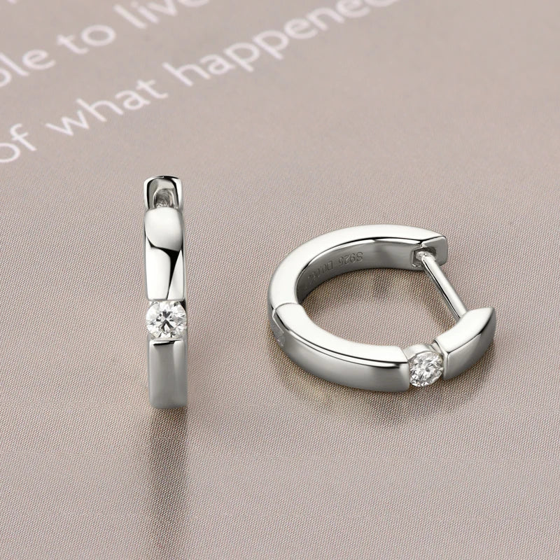 Moissanite Hoop Earrings 2mm VVS1 925 Sterling Silver Simple Unisex Gift BandsCo Straps