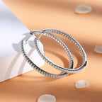 Moissanite Hoop Earrings 30/50mm Sterling Silver 925 Bridal Wedding Hoops BandsCo Straps