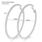 Moissanite Hoop Earrings 30/50mm Sterling Silver 925 Bridal Wedding Hoops BandsCo Straps