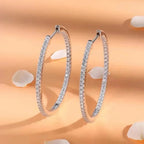 Moissanite Hoop Earrings 30/50mm Sterling Silver 925 Bridal Wedding Hoops BandsCo Straps
