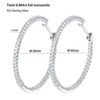 Moissanite Hoop Earrings 30/50mm Sterling Silver 925 Bridal Wedding Hoops BandsCo Straps