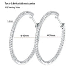 Moissanite Hoop Earrings 30/50mm Sterling Silver 925 Bridal Wedding Hoops BandsCo Straps