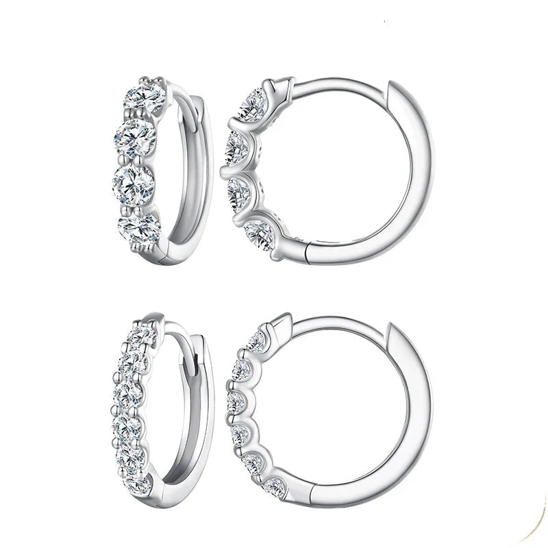Moissanite Hoop Earrings 925 Sterling Silver D Color Round Sparkling 13mm BandsCo Straps