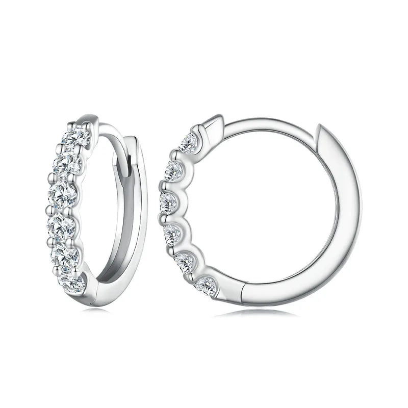 Moissanite Hoop Earrings 925 Sterling Silver D Color Round Sparkling 13mm BandsCo Straps