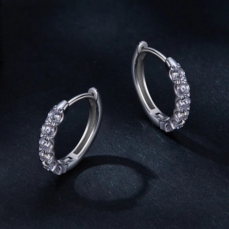 Moissanite Hoop Earrings 925 Sterling Silver D Color Round Sparkling 13mm BandsCo Straps