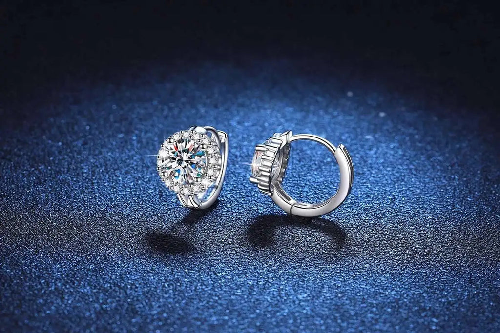 Moissanite Hoop Earrings 925 Sterling Silver Diamond-Cut Wedding Gift For Women BandsCo Straps