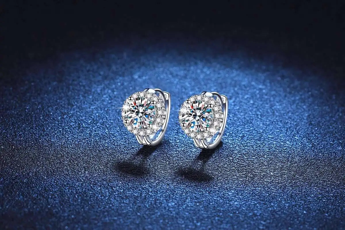 Moissanite Hoop Earrings 925 Sterling Silver Diamond-Cut Wedding Gift For Women BandsCo Straps