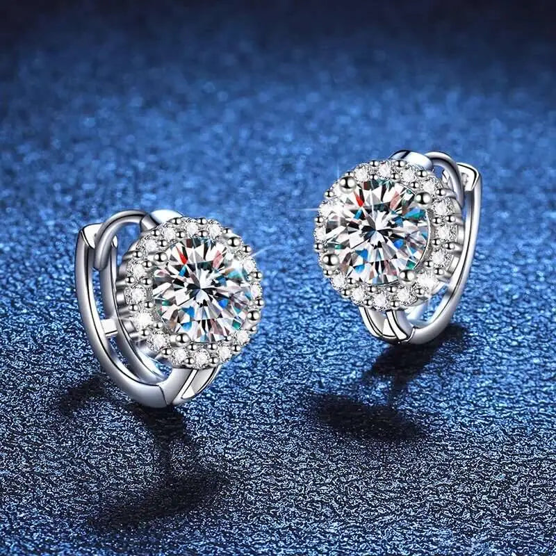 Moissanite Hoop Earrings 925 Sterling Silver Diamond-Cut Wedding Gift For Women BandsCo Straps