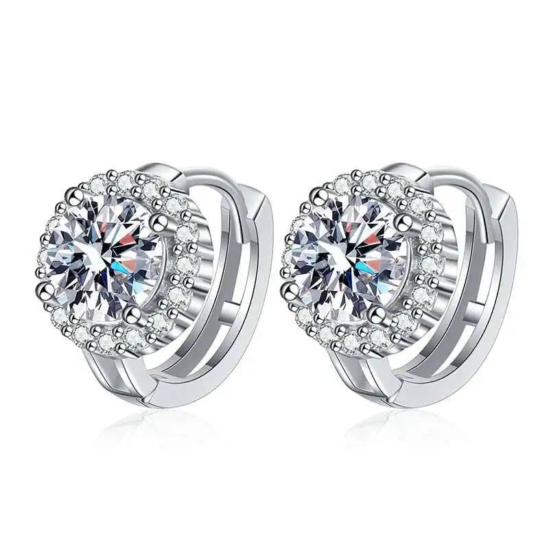 Moissanite Hoop Earrings 925 Sterling Silver Diamond-Cut Wedding Gift For Women BandsCo Straps