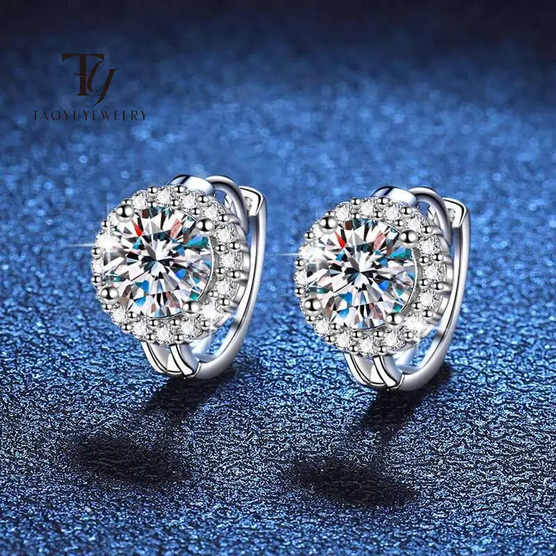 Moissanite Hoop Earrings 925 Sterling Silver Diamond-Cut Wedding Gift For Women BandsCo Straps