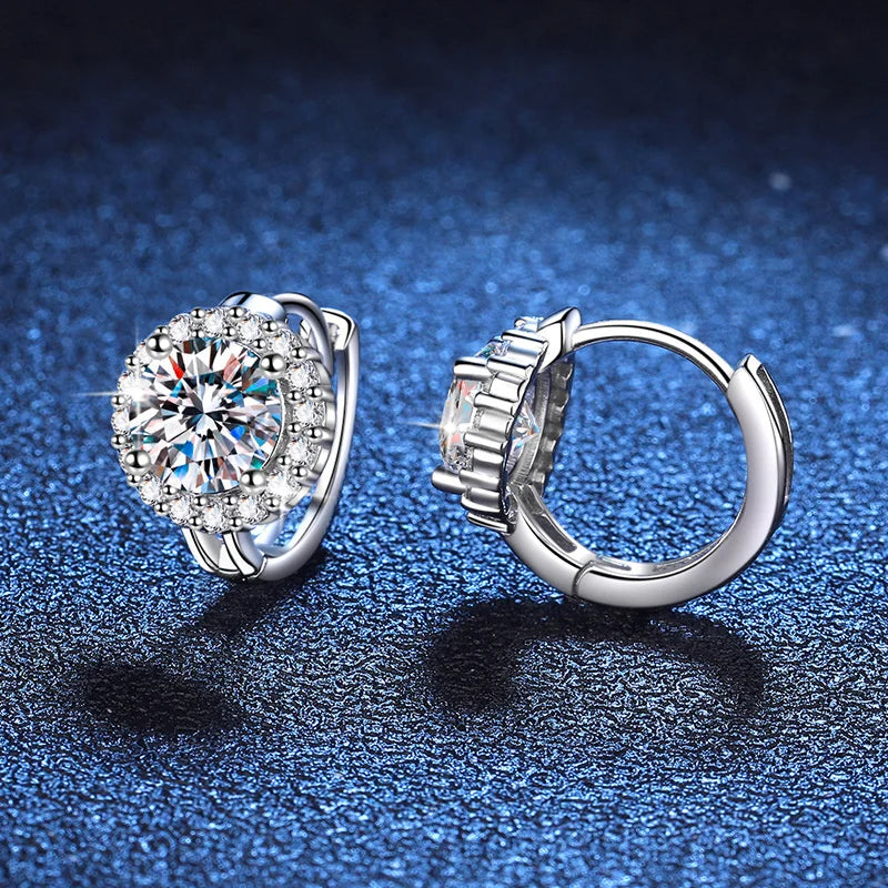 Moissanite Hoop Earrings 925 Sterling Silver Diamond-Cut Wedding Gift For Women BandsCo Straps