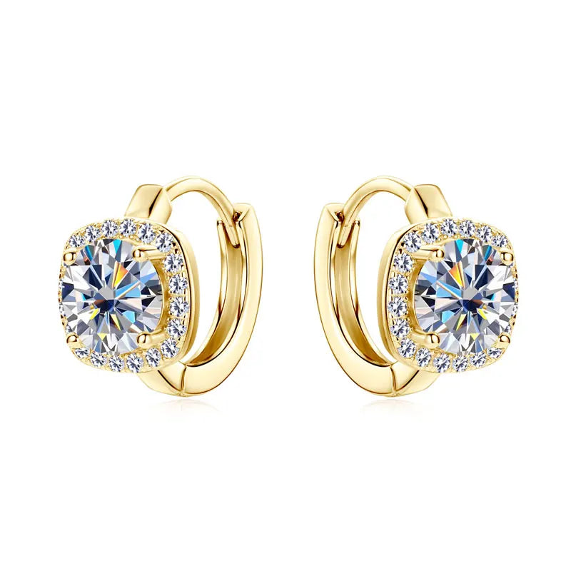Moissanite Hoop Earrings 925 Sterling Silver Huggie For Women Girls Dainty BandsCo Straps