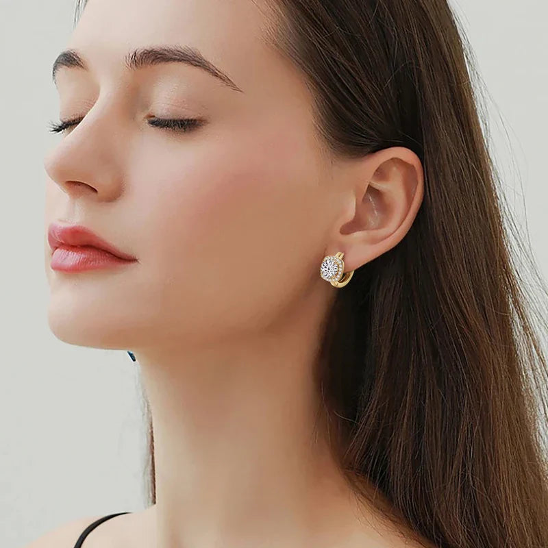 Moissanite Hoop Earrings 925 Sterling Silver Huggie For Women Girls Dainty BandsCo Straps