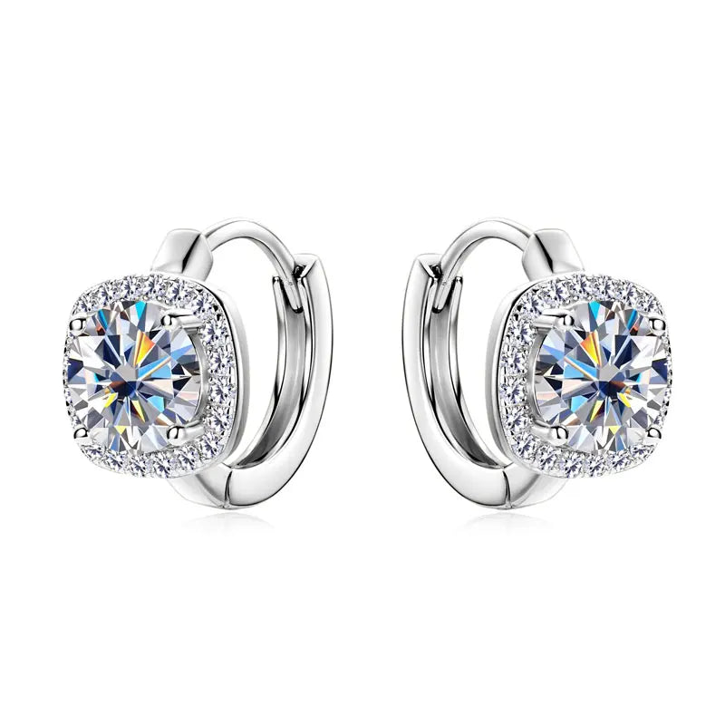 Moissanite Hoop Earrings 925 Sterling Silver Huggie For Women Girls Dainty BandsCo Straps