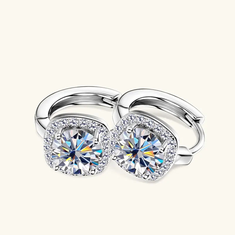 Moissanite Hoop Earrings 925 Sterling Silver Huggie For Women Girls Dainty BandsCo Straps