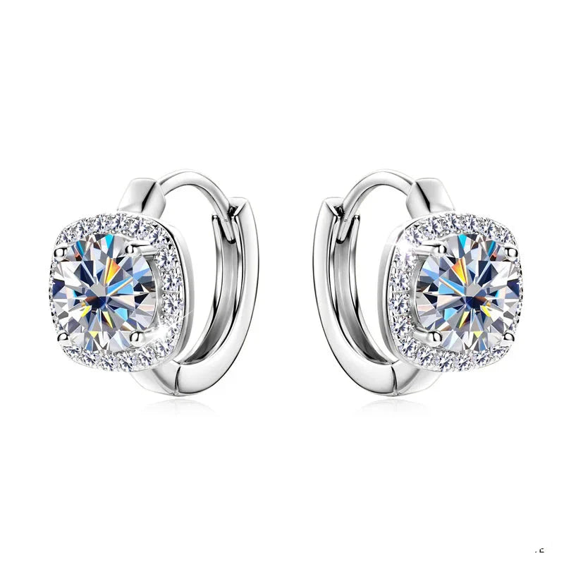 Moissanite Hoop Earrings 925 Sterling Silver Huggie For Women Girls Dainty BandsCo Straps