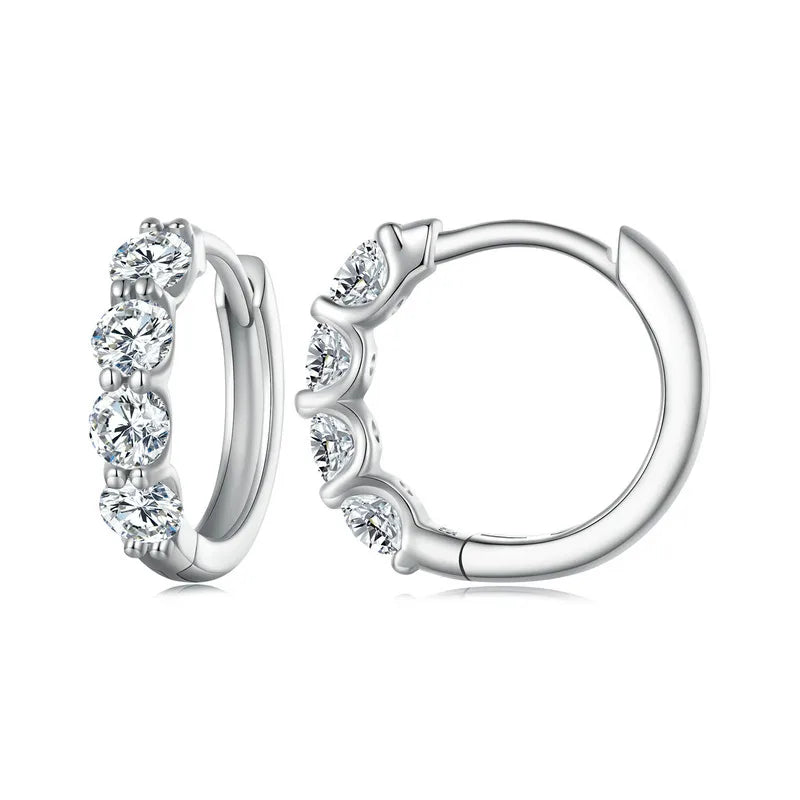 Moissanite Hoop Earrings 925 Sterling Silver D Color Round Sparkling 13mm BandsCo Straps