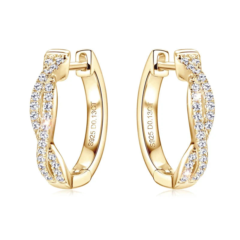 Moissanite Hoop Earrings 925 Sterling Silver Twist Small Hoops For Women BandsCo Straps