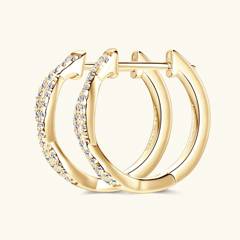 Moissanite Hoop Earrings 925 Sterling Silver Twist Small Hoops For Women BandsCo Straps