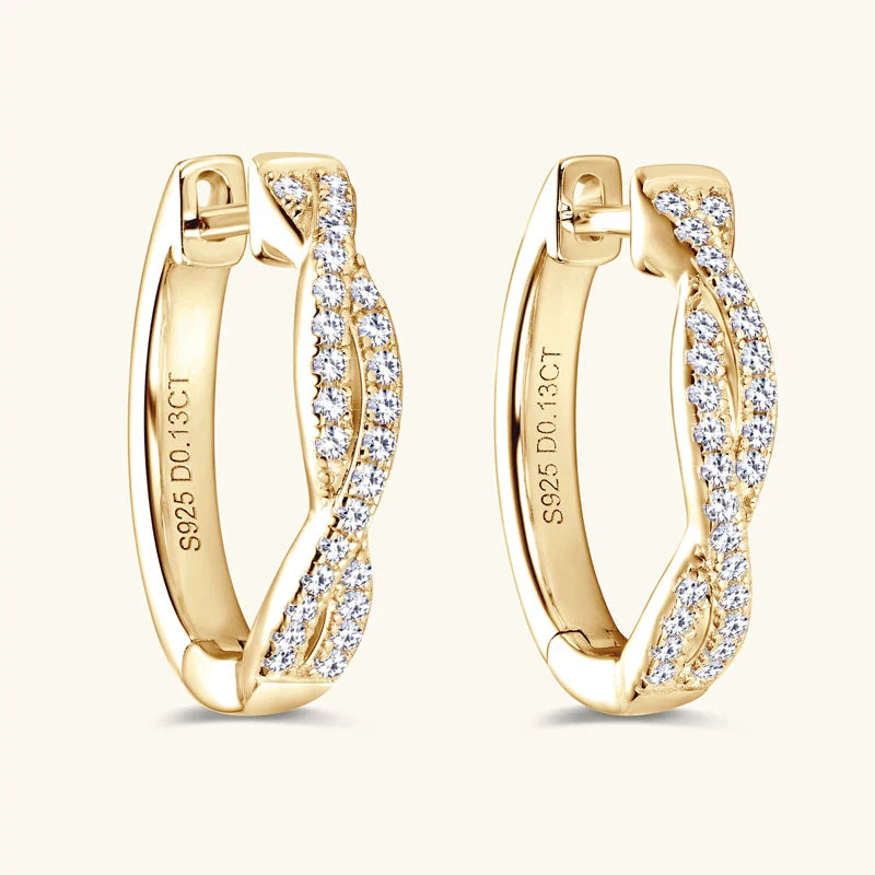 Moissanite Hoop Earrings 925 Sterling Silver Twist Small Hoops For Women BandsCo Straps