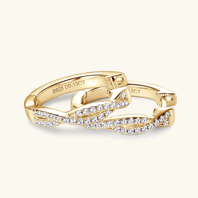 Moissanite Hoop Earrings 925 Sterling Silver Twist Small Hoops For Women BandsCo Straps
