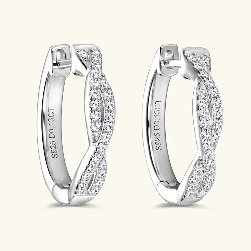 Moissanite Hoop Earrings 925 Sterling Silver Twist Small Hoops For Women BandsCo Straps