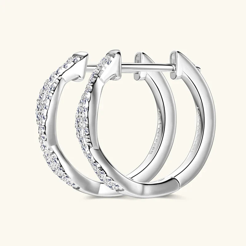 Moissanite Hoop Earrings 925 Sterling Silver Twist Small Hoops For Women BandsCo Straps
