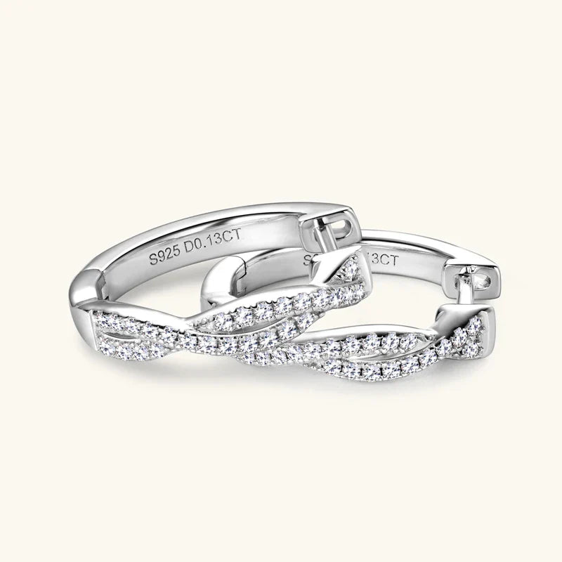 Moissanite Hoop Earrings 925 Sterling Silver Twist Small Hoops For Women BandsCo Straps