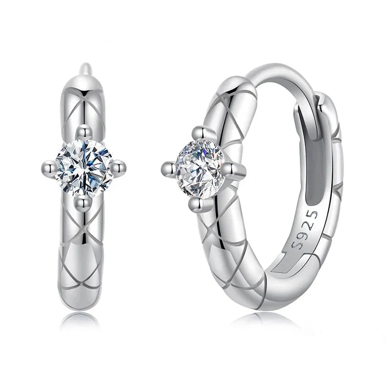 Moissanite Hoop Earrings Gold Plated 925 Sterling Silver Cut Hypoallergenic BandsCo Straps