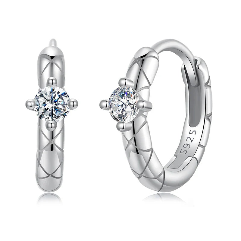 Moissanite Hoop Earrings Gold Plated 925 Sterling Silver Cut Hypoallergenic BandsCo Straps