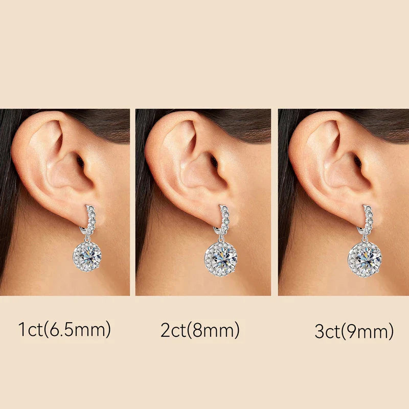 Moissanite Hoop Huggie Earrings 925 Sterling Silver Dangle Drop 3ct 2ct BandsCo Straps