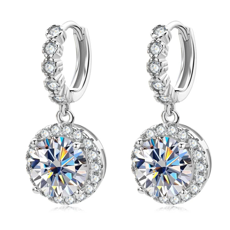 Moissanite Hoop Huggie Earrings 925 Sterling Silver Dangle Drop 3ct 2ct BandsCo Straps