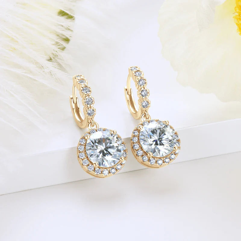 Moissanite Hoop Huggie Earrings 925 Sterling Silver Dangle Drop 3ct 2ct BandsCo Straps
