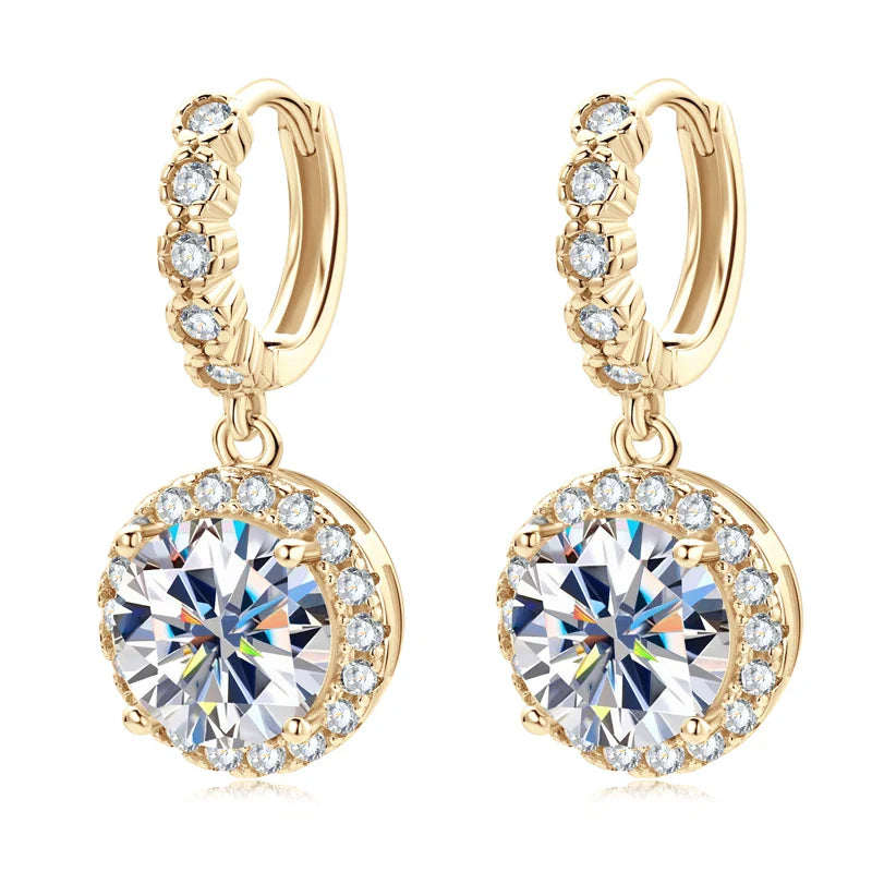 Moissanite Hoop Huggie Earrings 925 Sterling Silver Dangle Drop 3ct 2ct BandsCo Straps