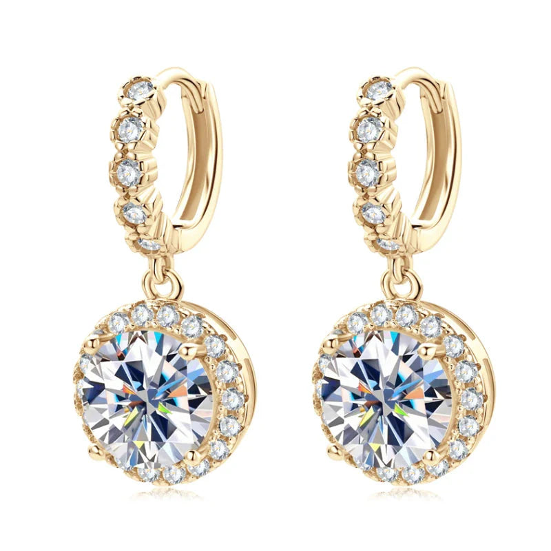 Moissanite Hoop Huggie Earrings 925 Sterling Silver Dangle Drop 3ct 2ct BandsCo Straps