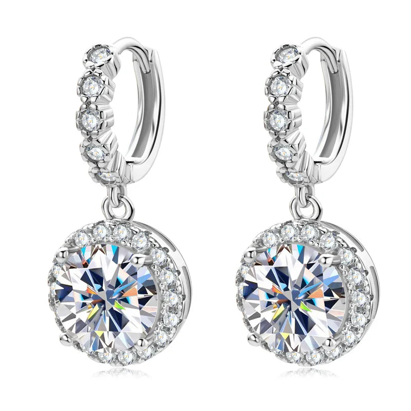 Moissanite Hoop Huggie Earrings 925 Sterling Silver Dangle Drop 3ct 2ct BandsCo Straps