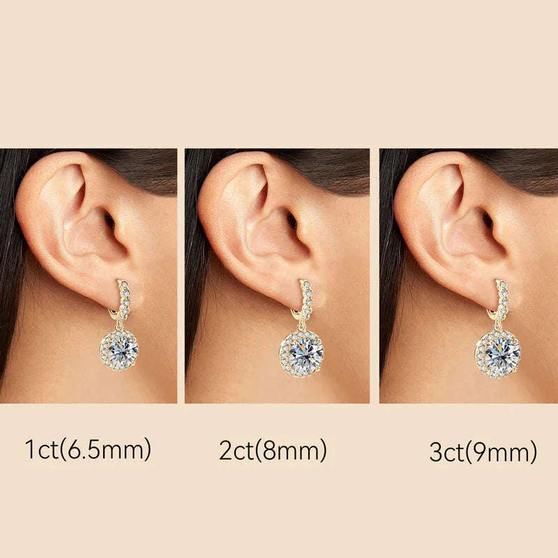Moissanite Hoop Huggie Earrings 925 Sterling Silver Dangle Drop 3ct 2ct BandsCo Straps
